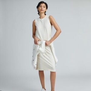 Everlane Organic Cotton Striped Sleeveless Cream Dress